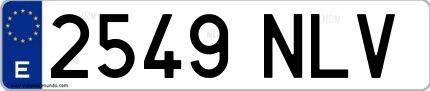 Ejemplo de matrícula española 2549 NLV
