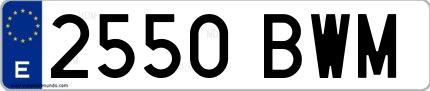Ejemplo de matrícula española 2550 BWM