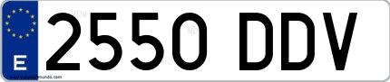 Ejemplo de matrícula española 2550 DDV