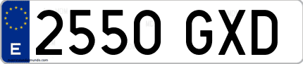 Ejemplo de matrícula de coche ordinaria 2550 GXD
