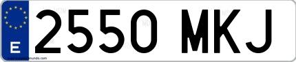 Ejemplo de matrícula española 2550 MKJ