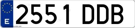 Ejemplo de matrícula española 2551 DDB