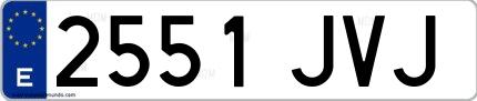 Ejemplo de matrícula española 2551 JVJ