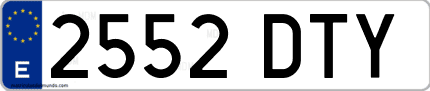 Ejemplo de matrícula de coche ordinaria 2552 DTY