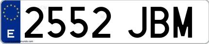 Ejemplo de matrícula española 2552 JBM