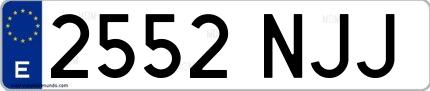 Ejemplo de matrícula española 2552 NJJ