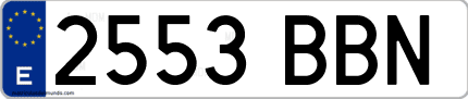 Ejemplo de matrícula de coche ordinaria 2553 BBN