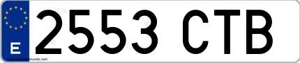 Ejemplo de matrícula española 2553 CTB