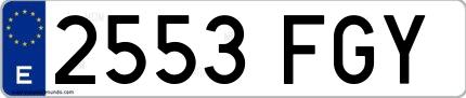 Ejemplo de matrícula de coche ordinaria 2553 FGY