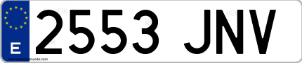 Ejemplo de matrícula de coche ordinaria 2553 JNV