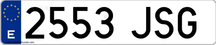 Ejemplo de matrícula de coche ordinaria 2553 JSG