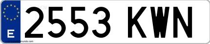 Ejemplo de matrícula española 2553 KWN