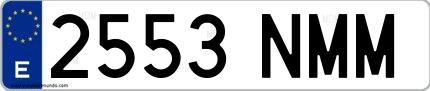 Ejemplo de matrícula española 2553 NMM