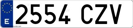 Ejemplo de matrícula española 2554 CZV