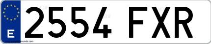 Ejemplo de matrícula española 2554 FXR
