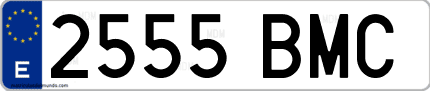 Ejemplo de matrícula de coche ordinaria 2555 BMC