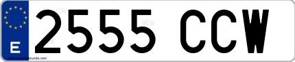 Ejemplo de matrícula española 2555 CCW