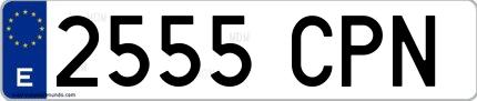 Ejemplo de matrícula española 2555 CPN
