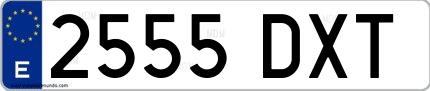 Ejemplo de matrícula española 2555 DXT