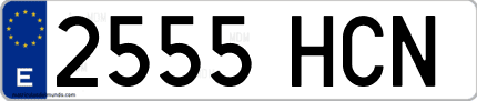 Ejemplo de matrícula de coche ordinaria 2555 HCN