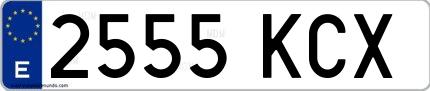 Ejemplo de matrícula española 2555 KCX