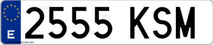 Ejemplo de matrícula de coche ordinaria 2555 KSM