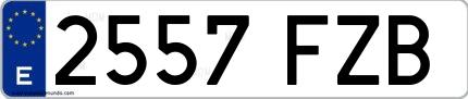 Ejemplo de matrícula española 2557 FZB