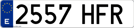 Ejemplo de matrícula de coche ordinaria 2557 HFR