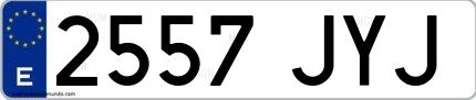 Ejemplo de matrícula española 2557 JYJ