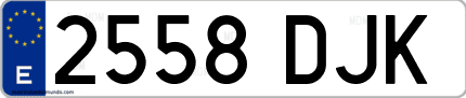 Ejemplo de matrícula de coche ordinaria 2558 DJK