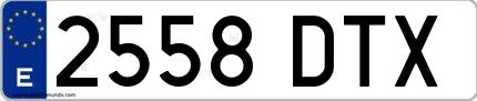 Ejemplo de matrícula española 2558 DTX