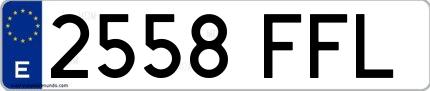 Ejemplo de matrícula española 2558 FFL