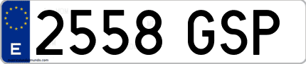 Ejemplo de matrícula de coche ordinaria 2558 GSP
