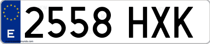 Ejemplo de matrícula de coche ordinaria 2558 HXK