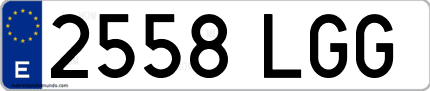 Ejemplo de matrícula de coche ordinaria 2558 LGG