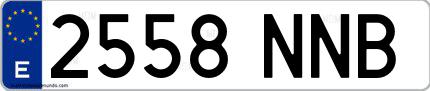 Ejemplo de matrícula española 2558 NNB