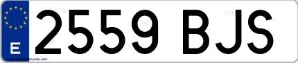 Ejemplo de matrícula española 2559 BJS