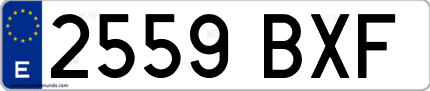 Ejemplo de matrícula de coche ordinaria 2559 BXF