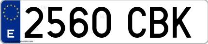Ejemplo de matrícula española 2560 CBK