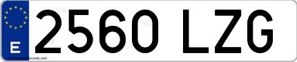 Ejemplo de matrícula española 2560 LZG
