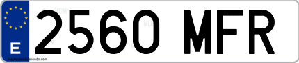 Ejemplo de matrícula de coche ordinaria 2560 MFR