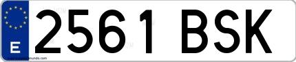 Ejemplo de matrícula española 2561 BSK