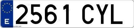 Ejemplo de matrícula española 2561 CYL