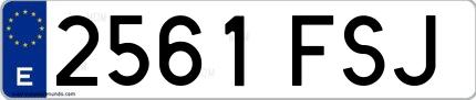 Ejemplo de matrícula española 2561 FSJ