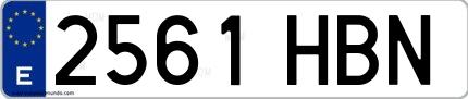 Ejemplo de matrícula española 2561 HBN