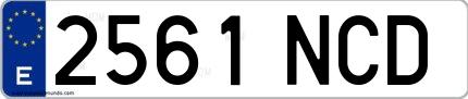 Ejemplo de matrícula española 2561 NCD