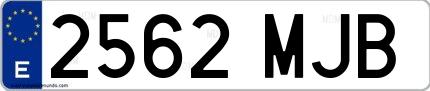 Ejemplo de matrícula española 2562 MJB
