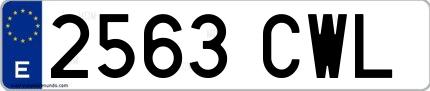 Ejemplo de matrícula española 2563 CWL