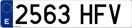 Ejemplo de matrícula de coche ordinaria 2563 HFV