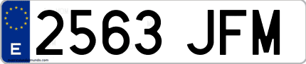 Ejemplo de matrícula de coche ordinaria 2563 JFM